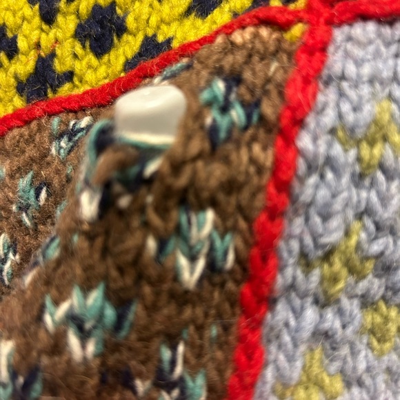 PATCHWORK HANDMADE 100% wool heavy cardigan M /L as is - Picture 12 of 13